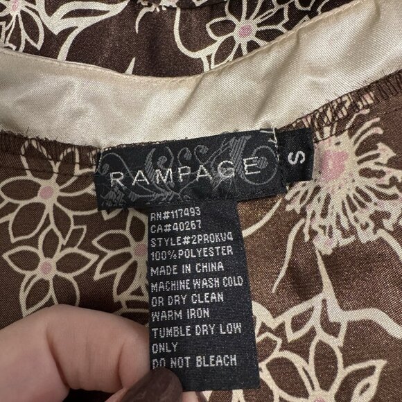 Vintage Y2K Rampage Shirt S Kimono Babydoll Asian Floral Satin Empire Waist - Picture 8 of 9